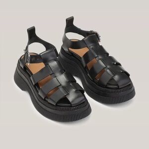 Ganni Black Platform Fisherman Sandals with Chunky Sole